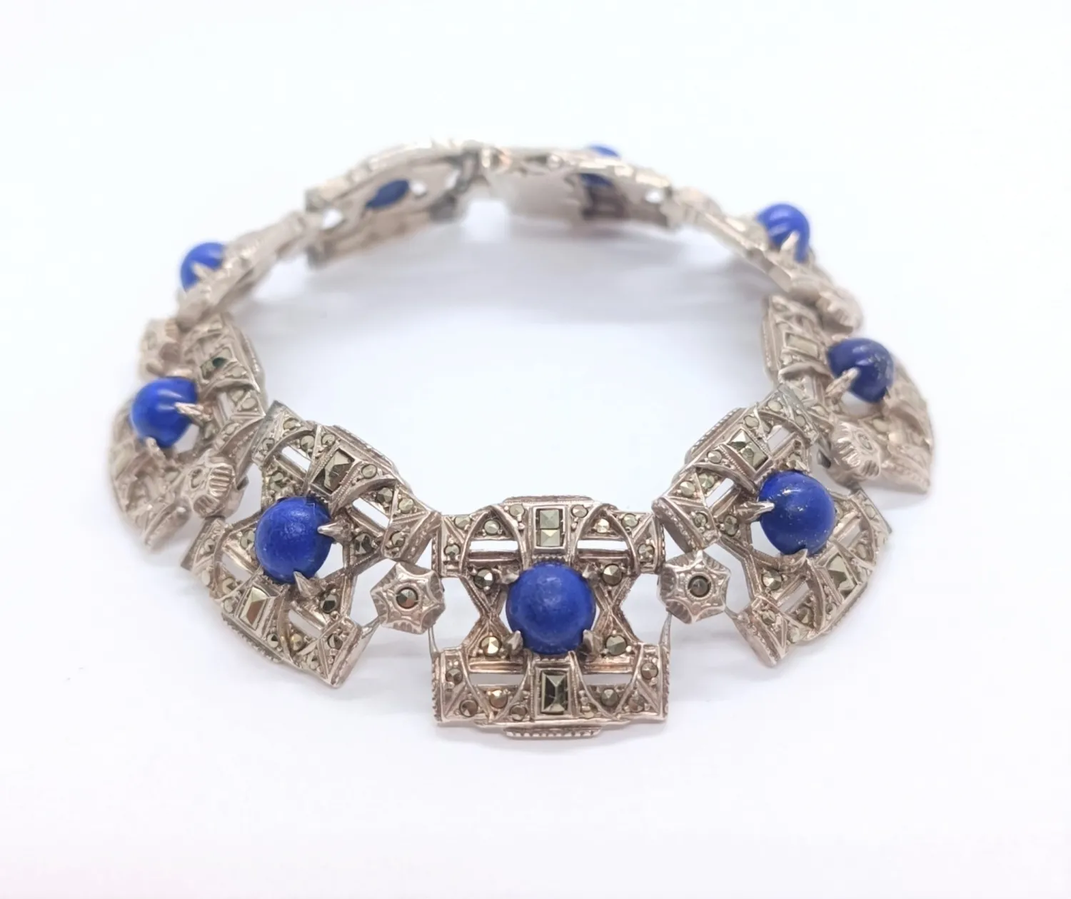 Art deco náramek s lapis lazuli - 4