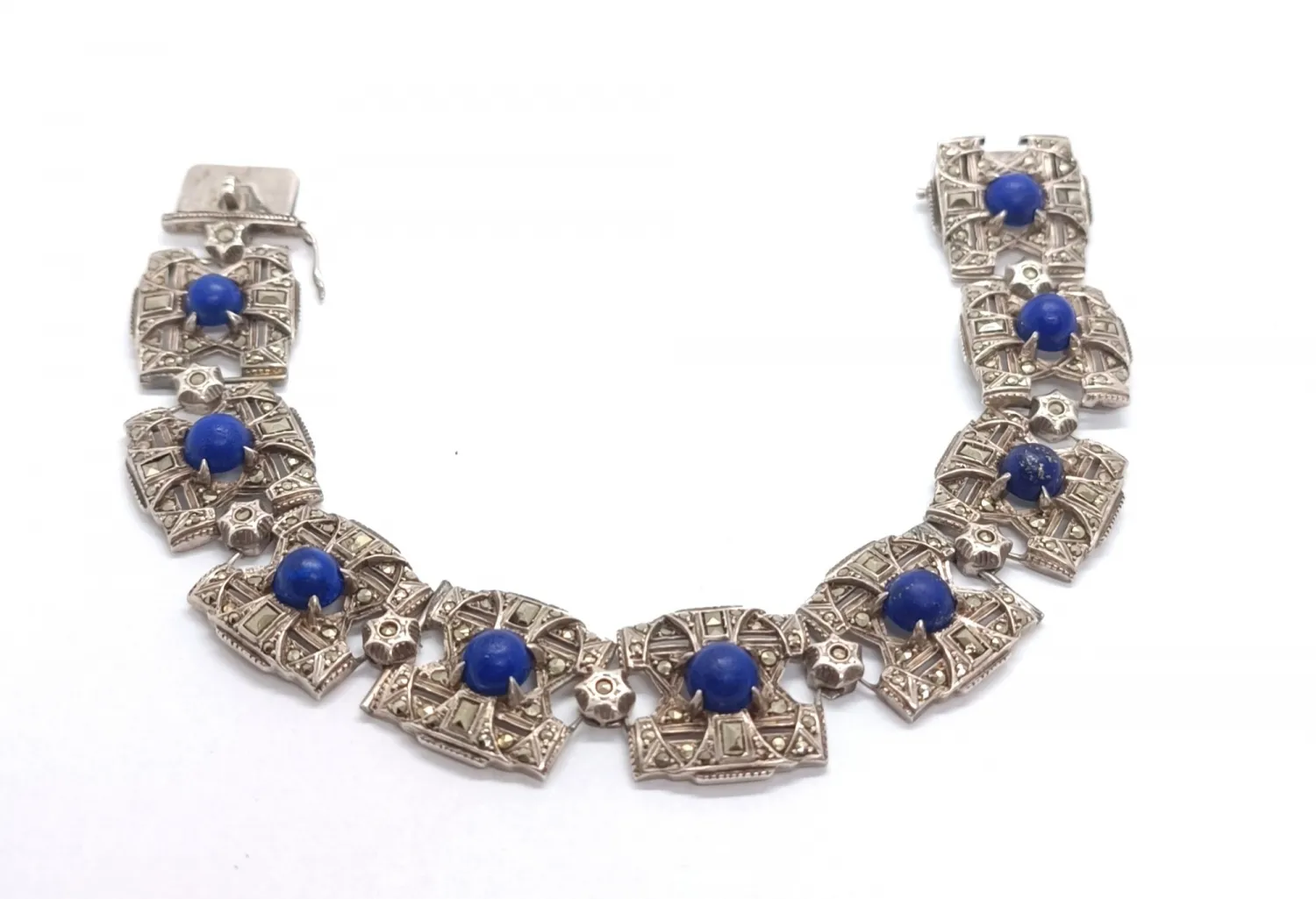 Art deco náramek s lapis lazuli - 6
