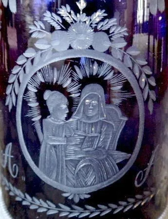 Klasicistní modrý korbel s medailonem - 6