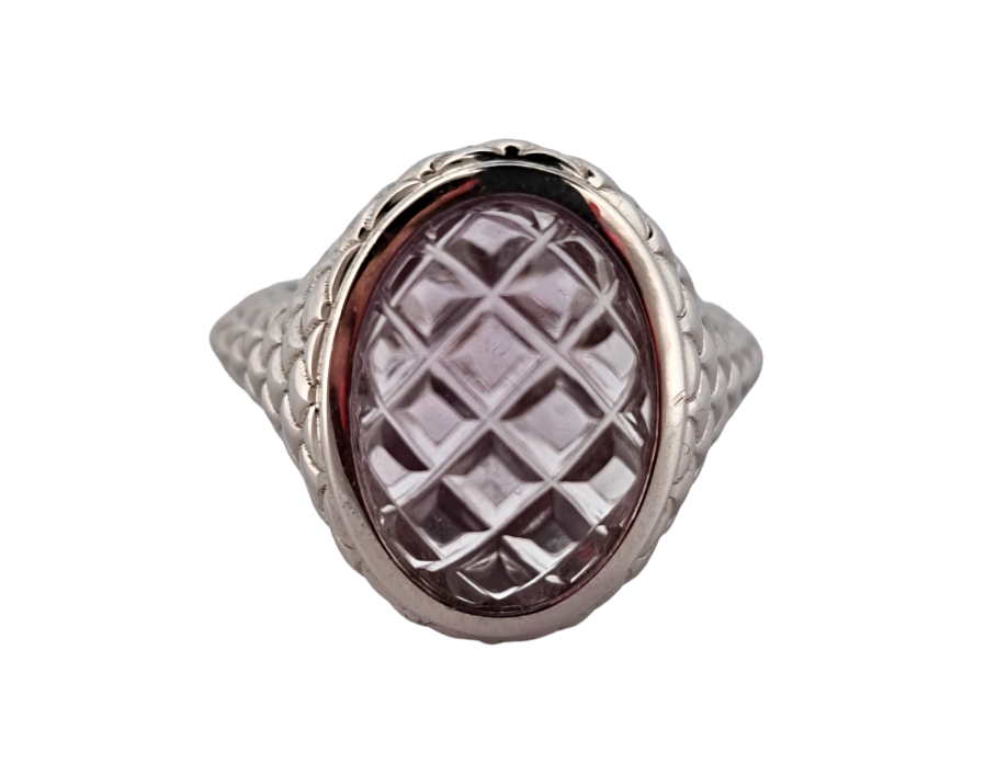 Stříbrný extravagantní prsten s ametystem “Ananasový”