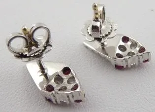 Náušnice z bílého zlata se šesti diamanty a šesti rubíny - 2