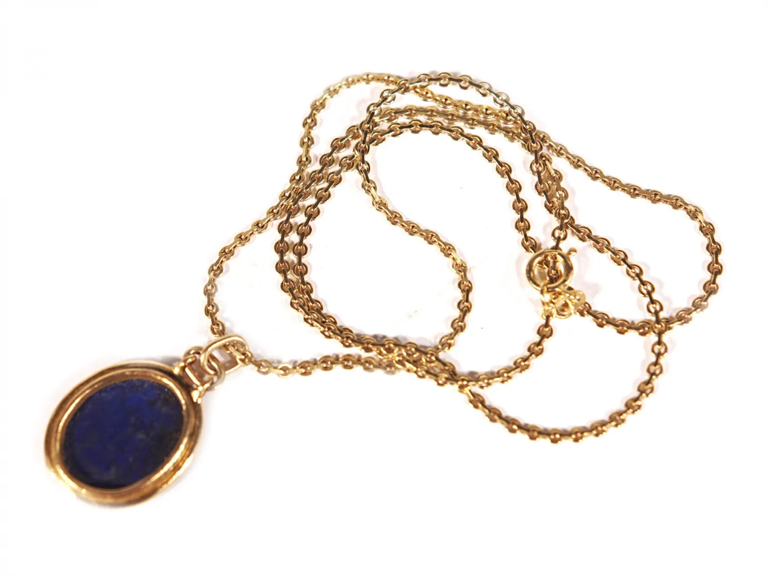 Zlatý řetízek s přívěskem lapis lazuli - 3