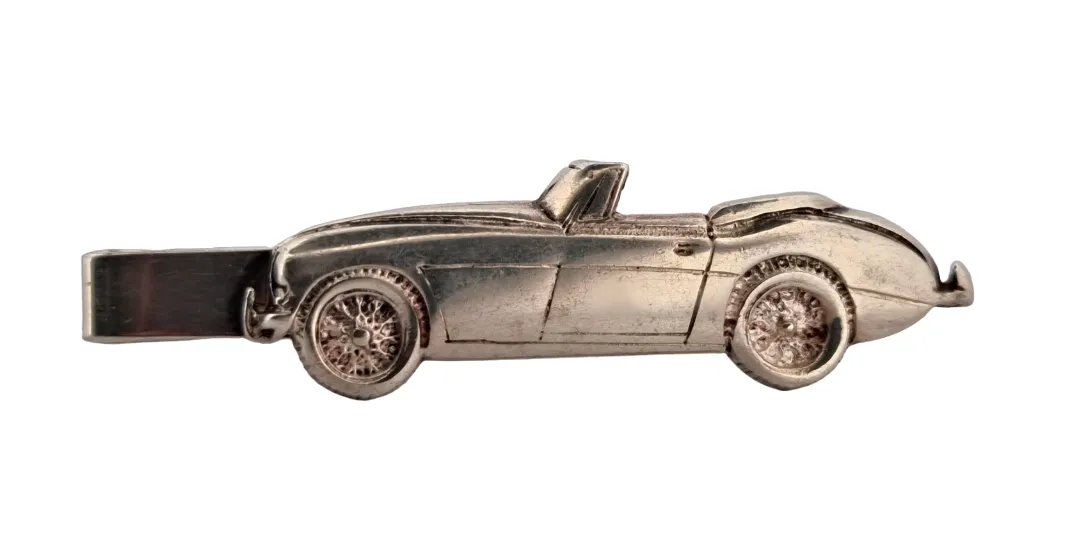 Retro stříbrná spona na kravatu „Kabriolet“ - 3