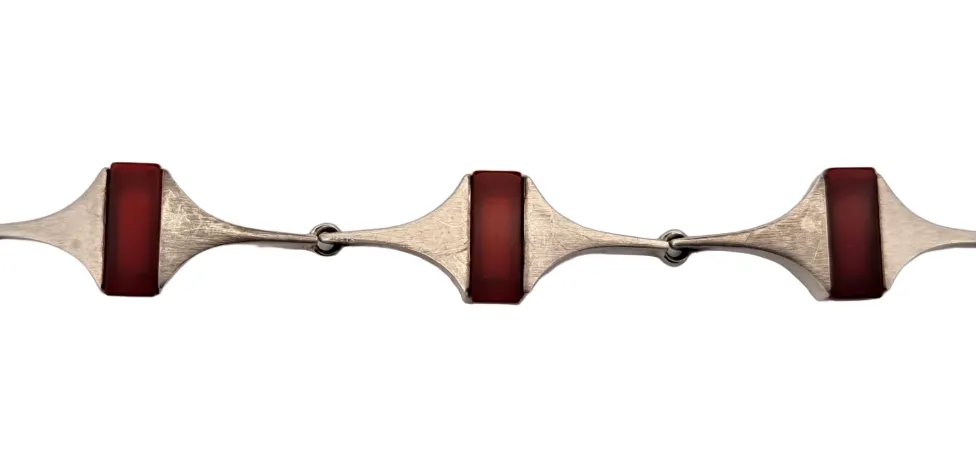 Stříbrný art deco náramek s karneolem - 2