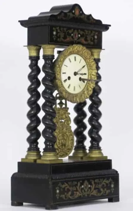 Sloupkové hodiny Charles X. Boulle technika