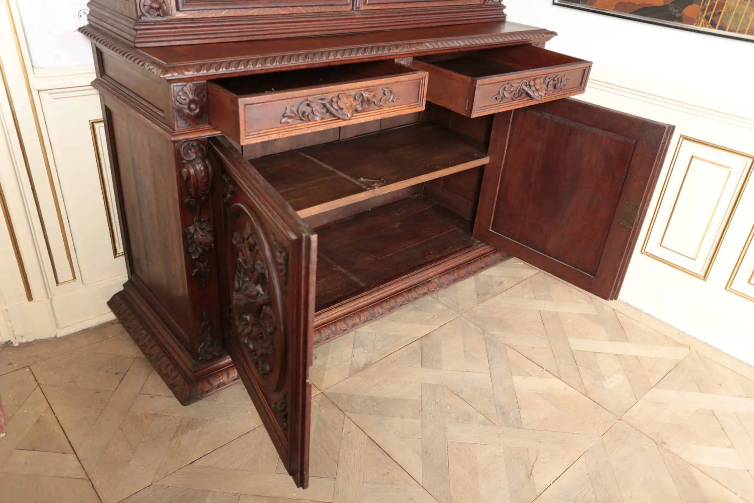 Starožitný lovecký příborník – knihovna - 5