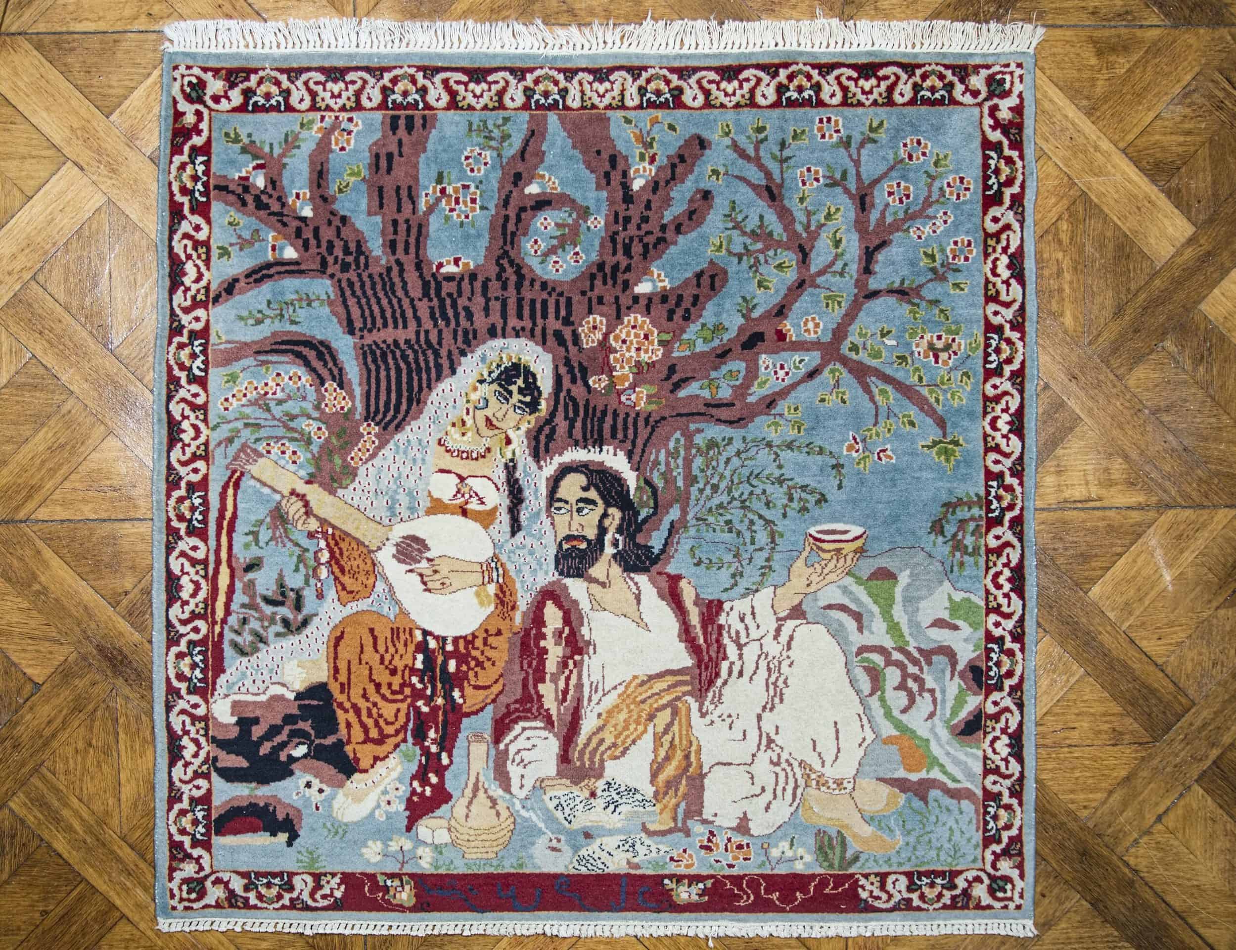 Pákistánský obrazový koberec 131 x 125 cm