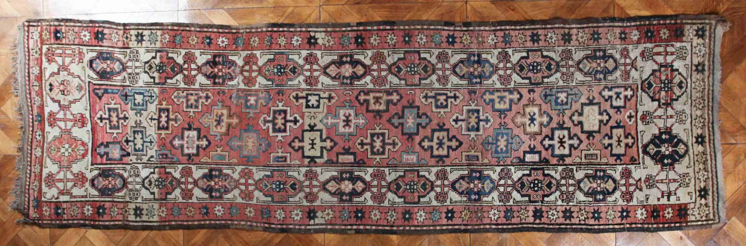 Starožitný kavkazský běhoun Kazak 346 x 102 cm