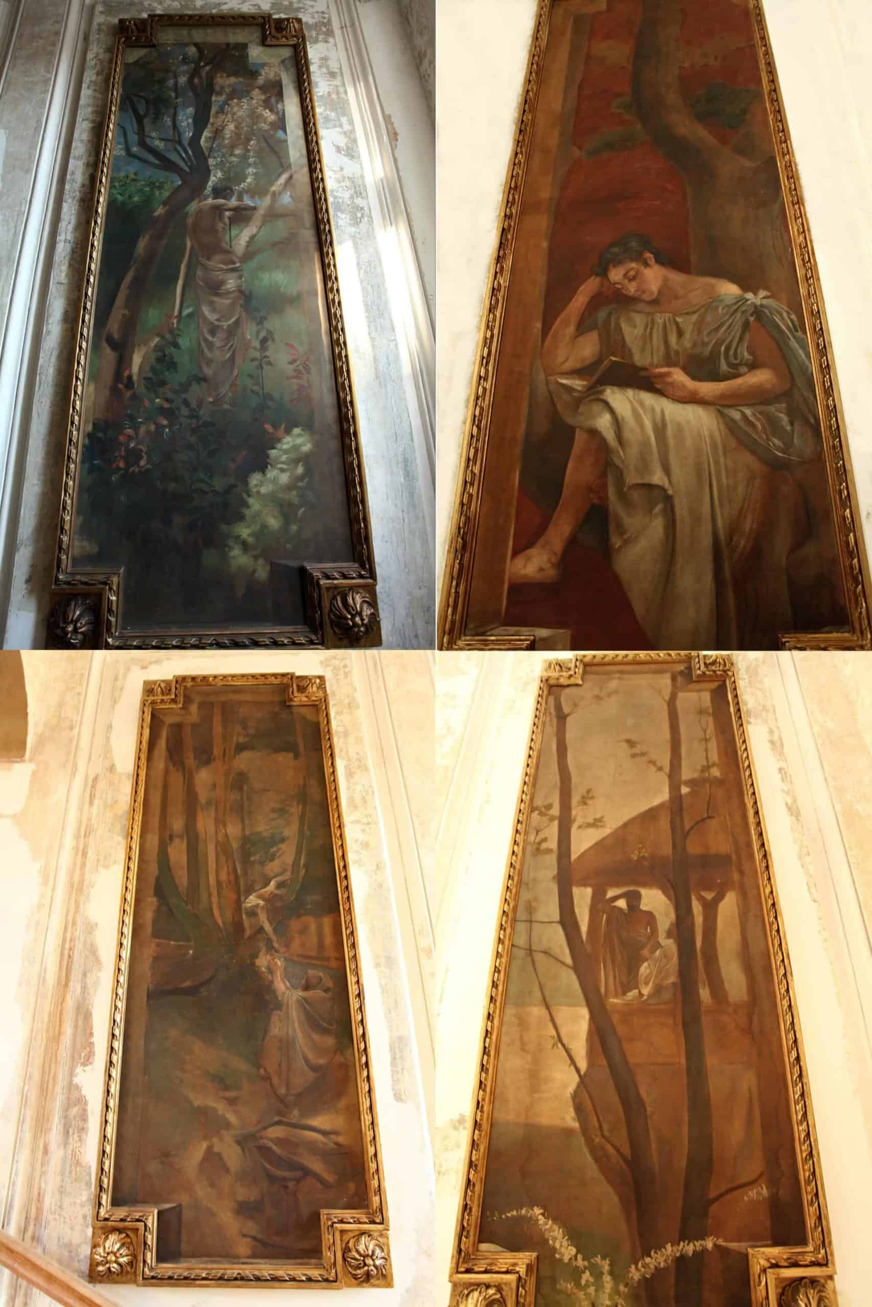 Čtveřice impozantních zámeckých obrazů 250 x 88cm