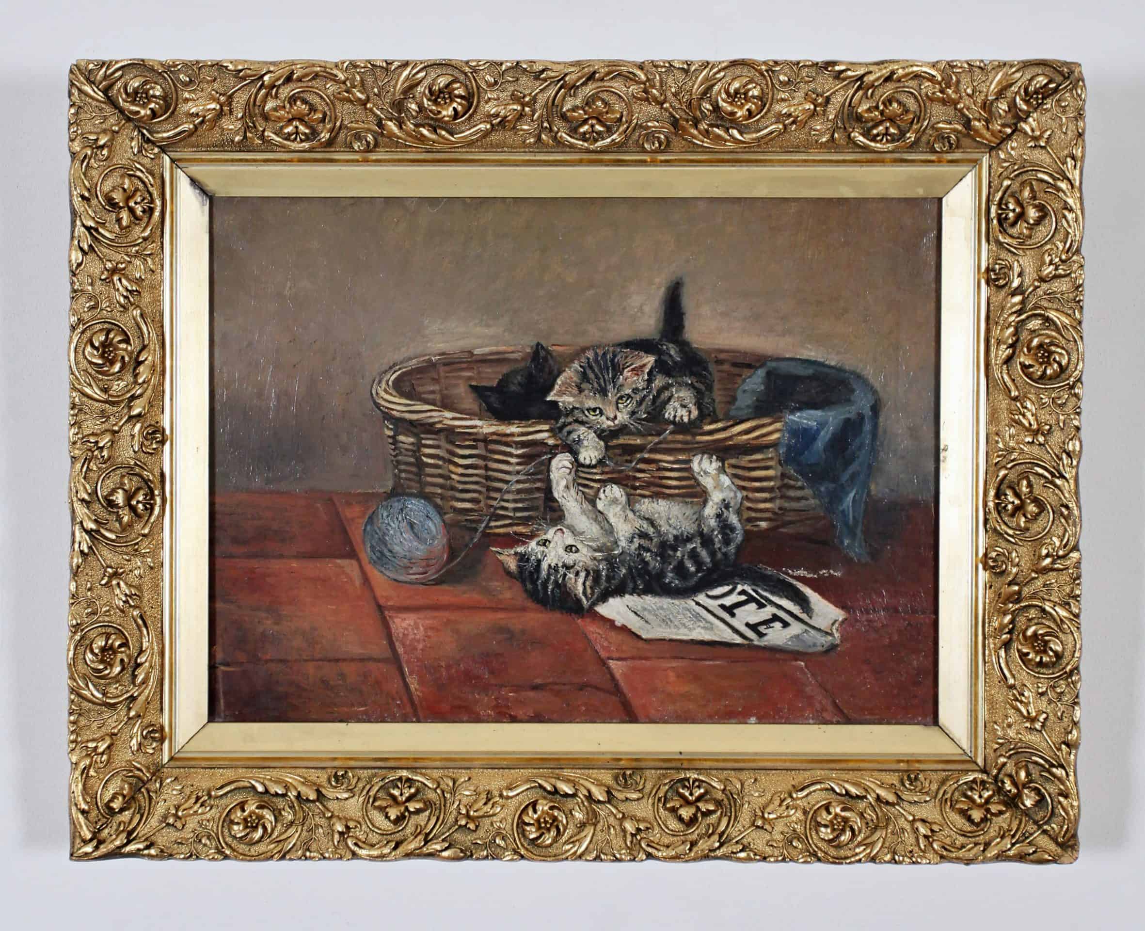 Hrající si koťata. Olej. 57 x 72 cm