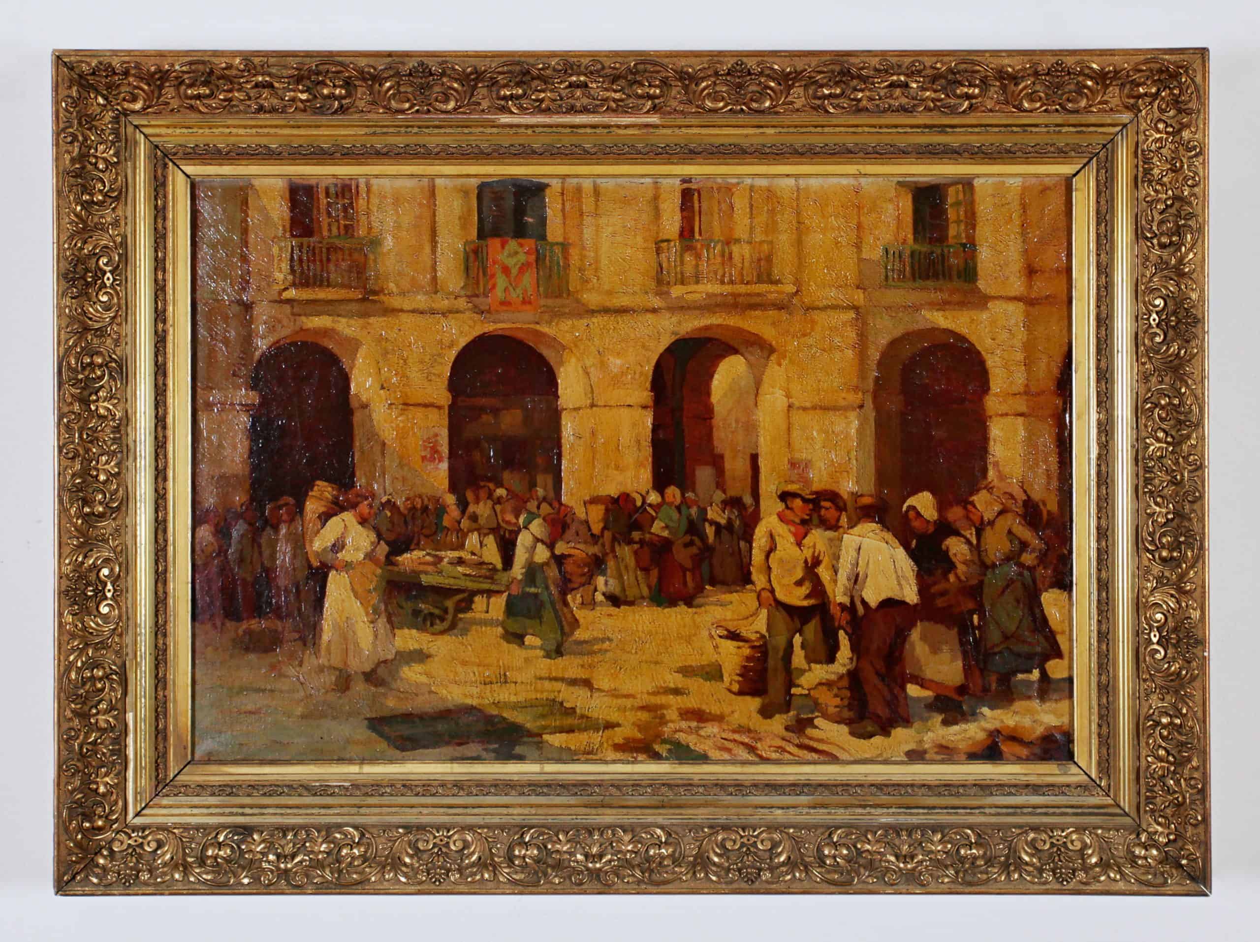 Italská tržnice. Olej. Konec 19. století 84 x 114 cm