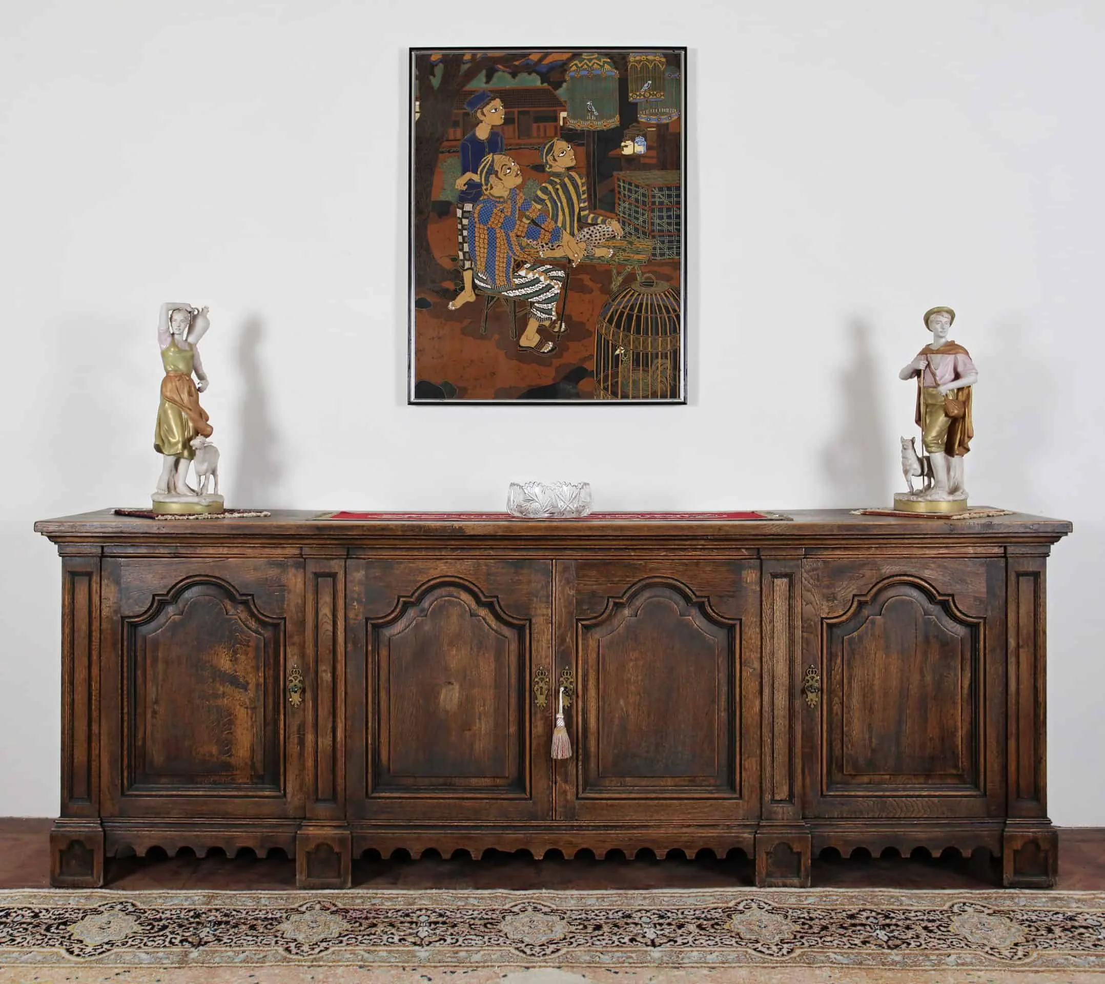 Malba na hedvábí. Pozorovatelé ptáků. 108 x 82 - 2