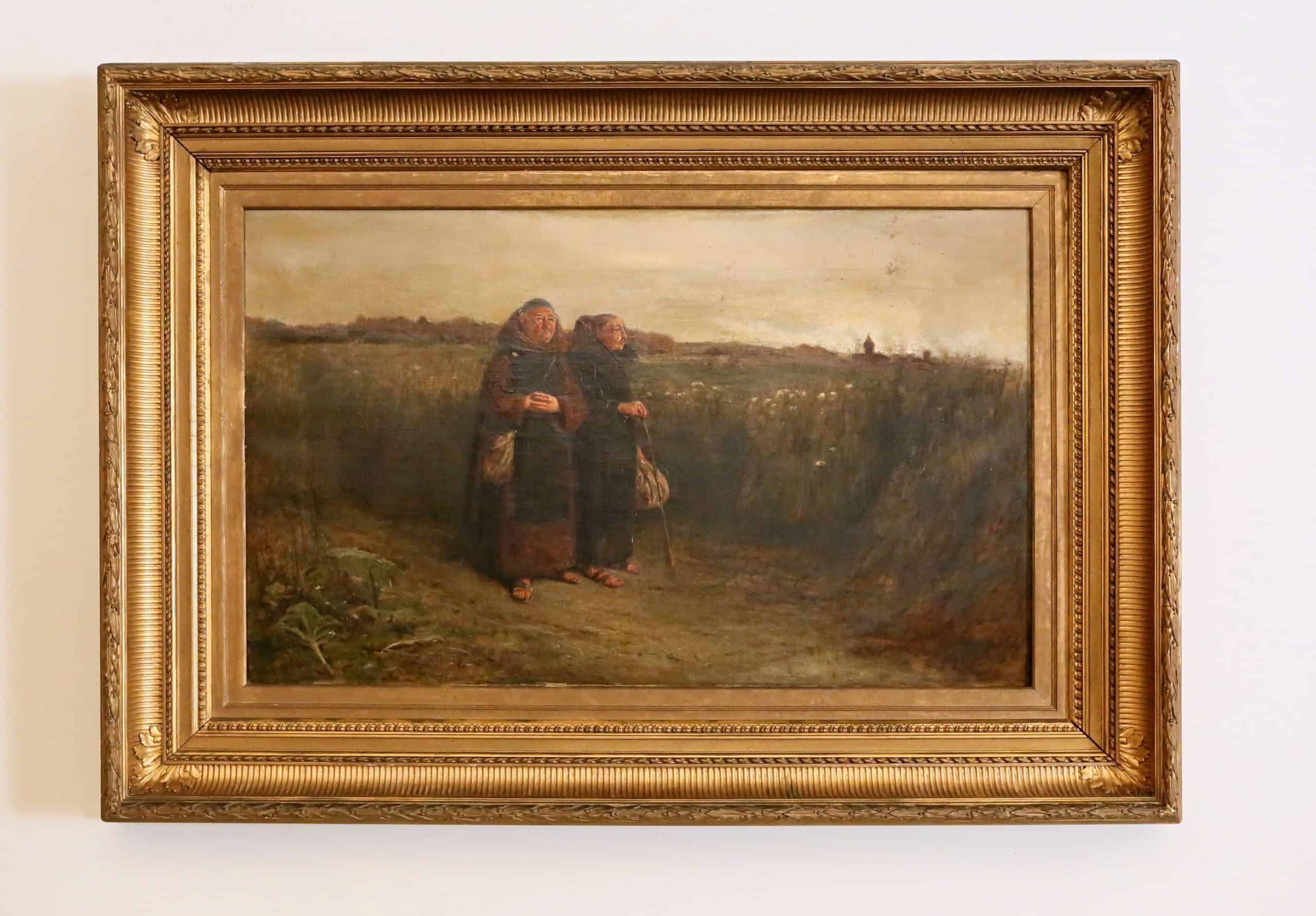 Mniši na procházce. Olej 87 x 122,5 cm. Robert P. Atkinson