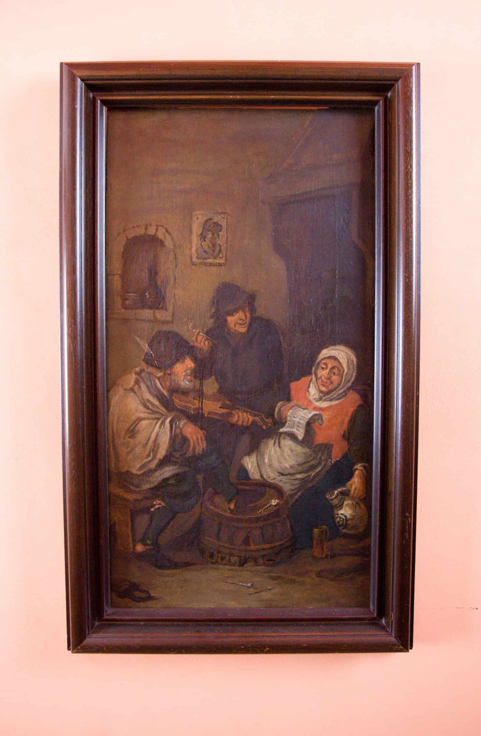 Velký obraz „Hudebníci”, olej na plátně, dubový rám