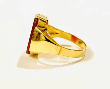 Zlatý art-deco pánský prsten s karneolem - 3