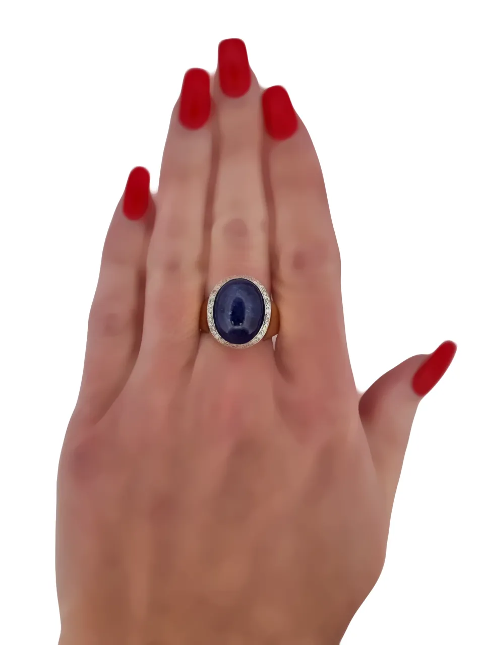 MASIVNÍ ZLATÝ PRSTEN S KABOŠONEM TANZANITU A DIAMANTY - 5