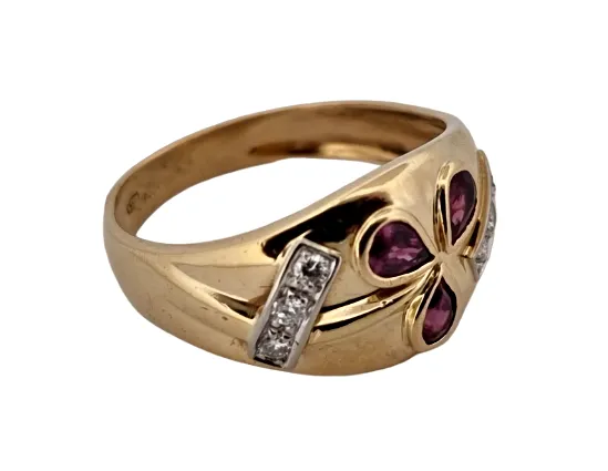 ZLATÝ PRSTEN „SAFÍROVÝ TROJLÍSTEK“ S PURPUROVÝMI SAFÍRY A DIAMANTY - 2