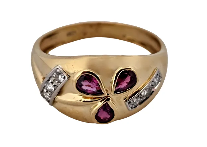 ZLATÝ PRSTEN „SAFÍROVÝ TROJLÍSTEK“ S PURPUROVÝMI SAFÍRY A DIAMANTY - 4
