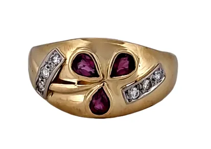 ZLATÝ PRSTEN „SAFÍROVÝ TROJLÍSTEK“ S PURPUROVÝMI SAFÍRY A DIAMANTY - 5