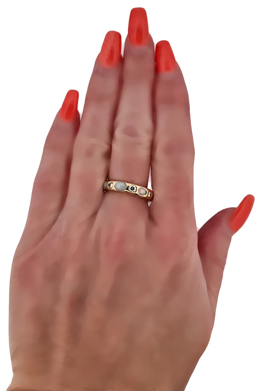 ZLATÝ PRSTEN S DRAHÝMI OPÁLY A DIAMANTY - 5