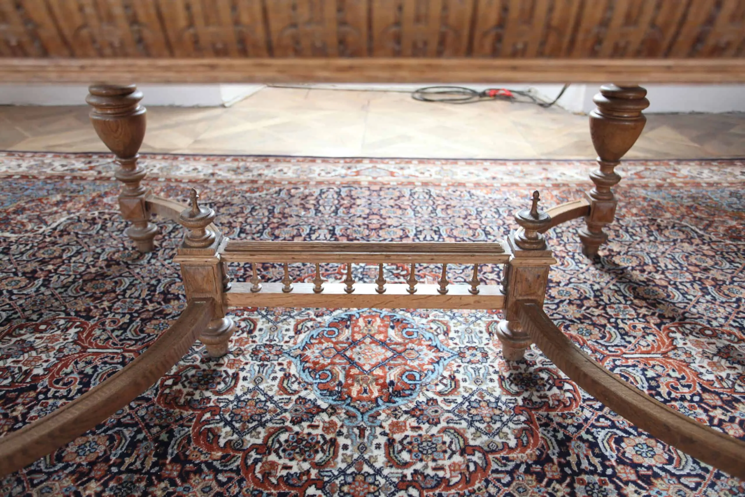 Starožitný rozkládací stůl, řezbovaný, délka 127–425 cm, dub - 5