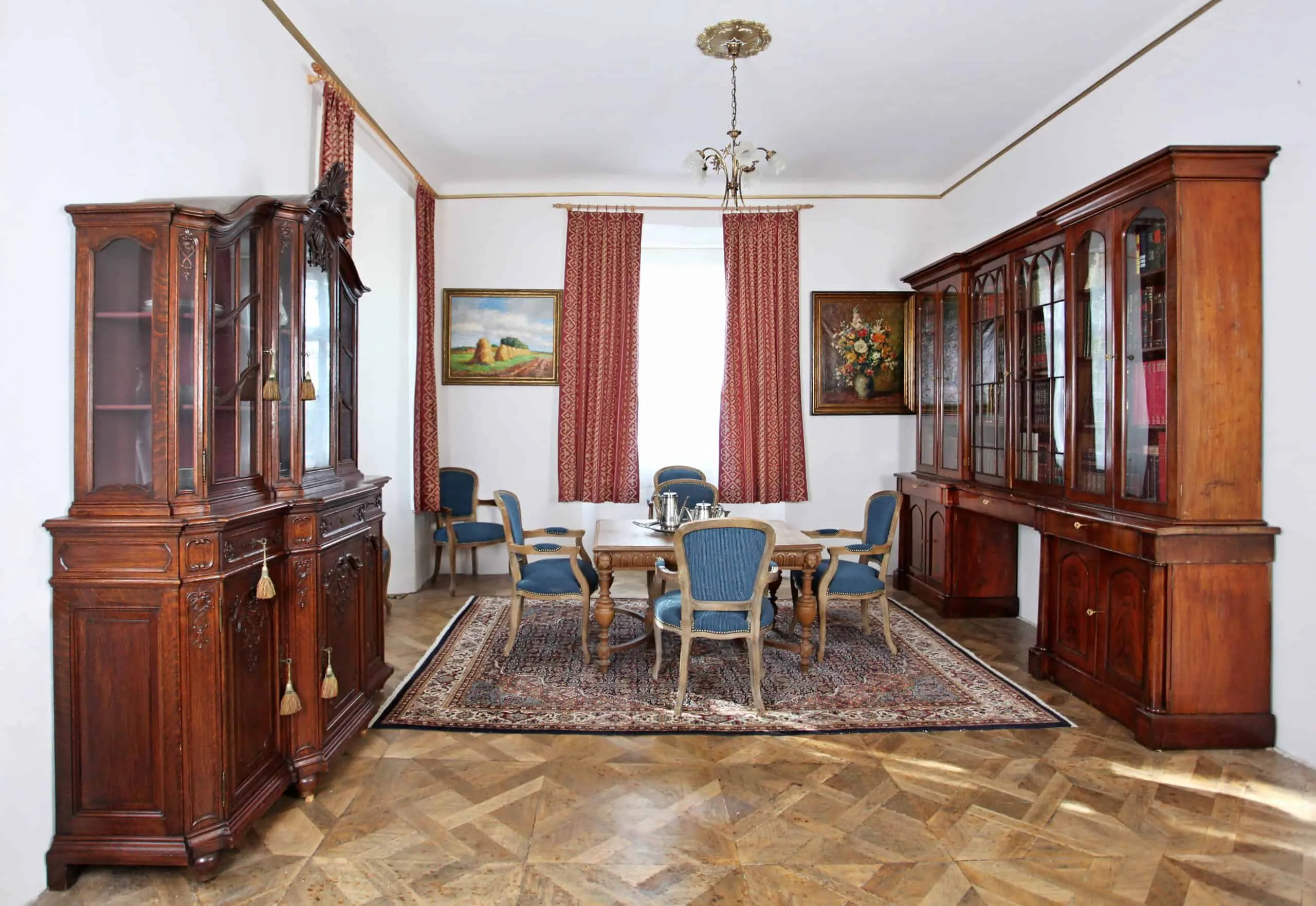 Starožitný rozkládací stůl, řezbovaný, délka 127–425 cm, dub - 3