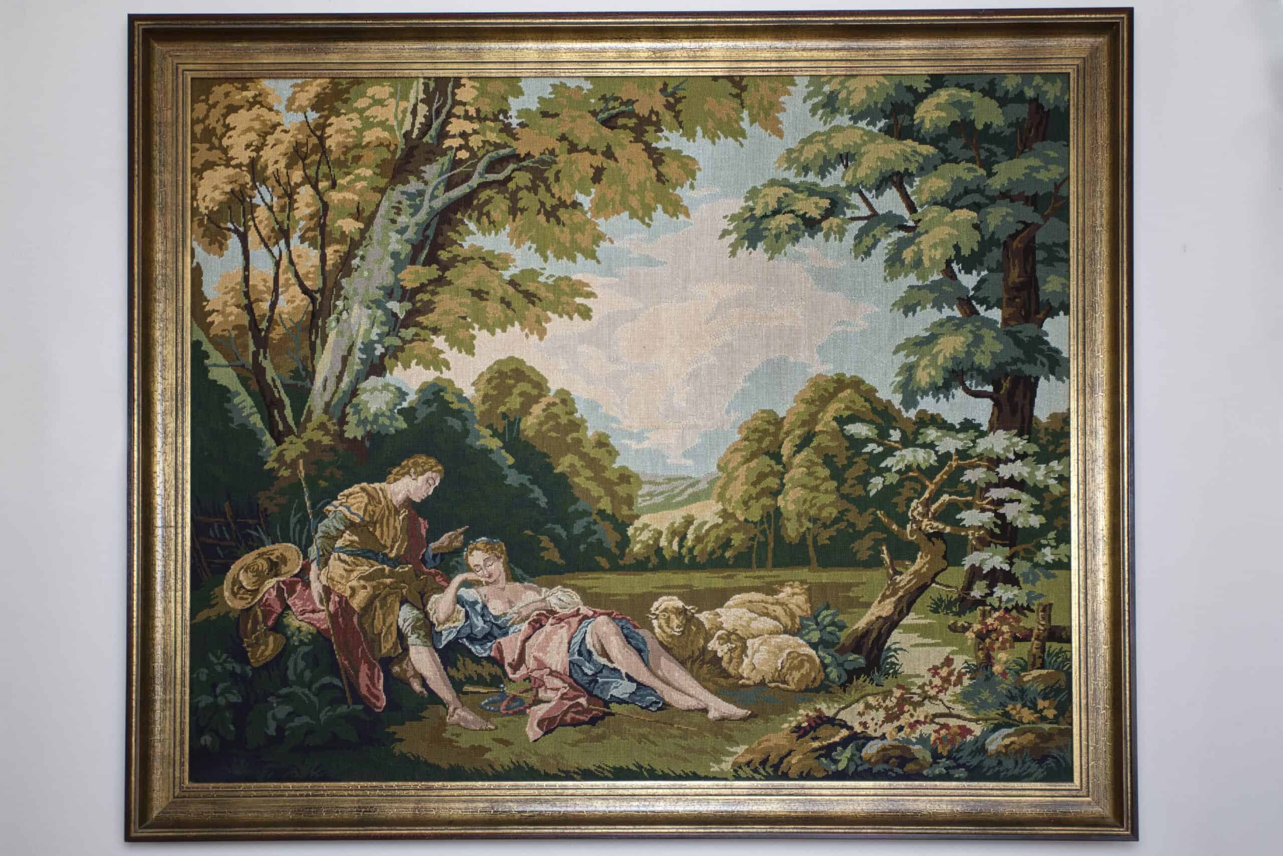 Romantická tapiserie v rámu – Odpočívající pasáčci