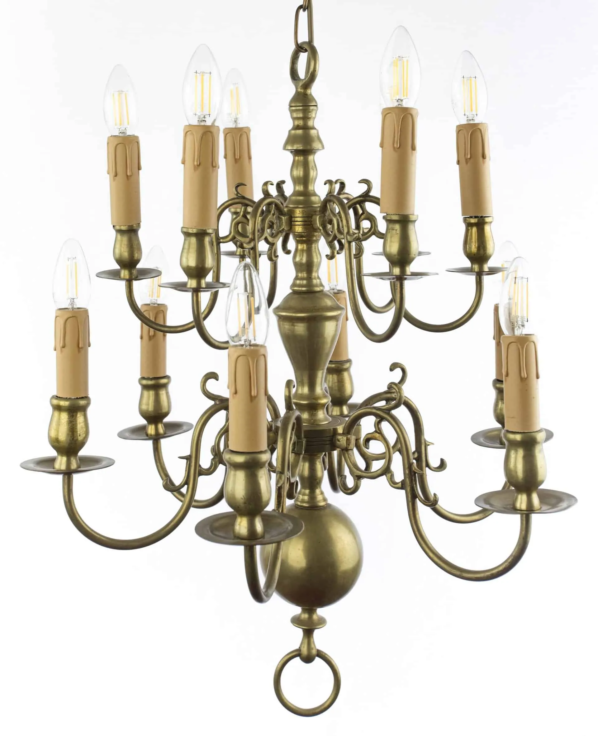 Dvoupatrový holandský lustr, bronz - 2
