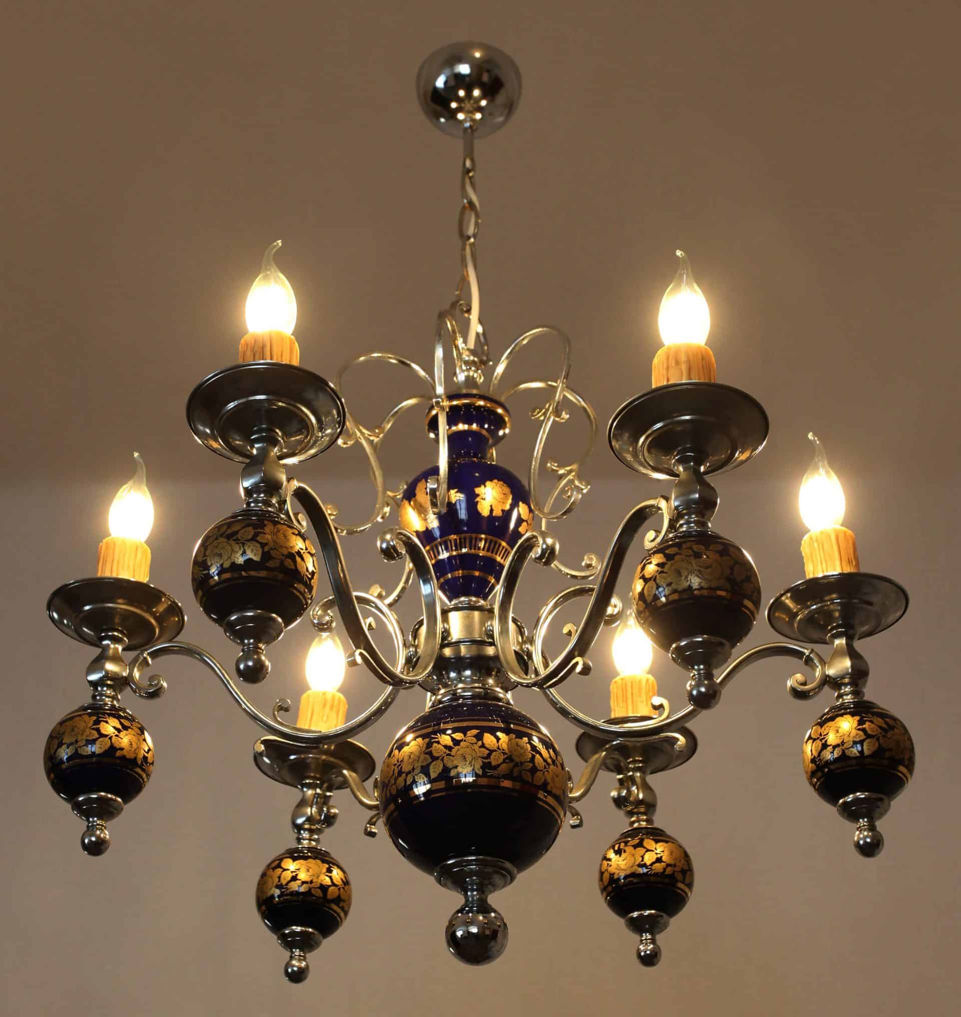 Francouzský vintage styl, šestiramenný lustr - 6