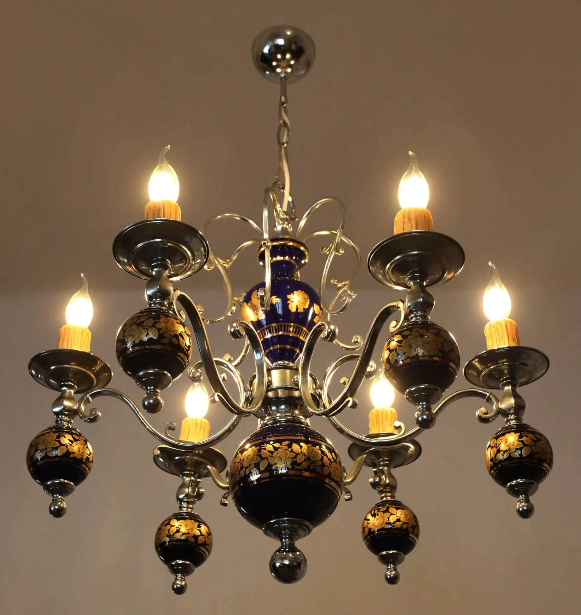 Francouzský vintage styl, šestiramenný lustr - 6
