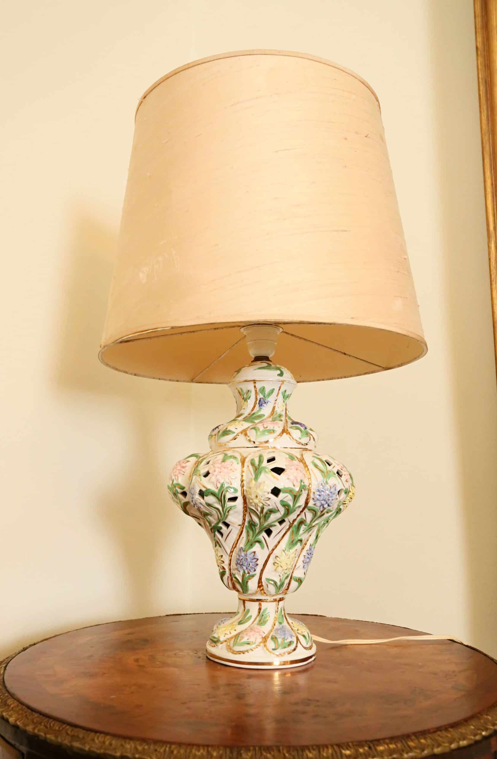 Italská porcelánová lampička 68 cm