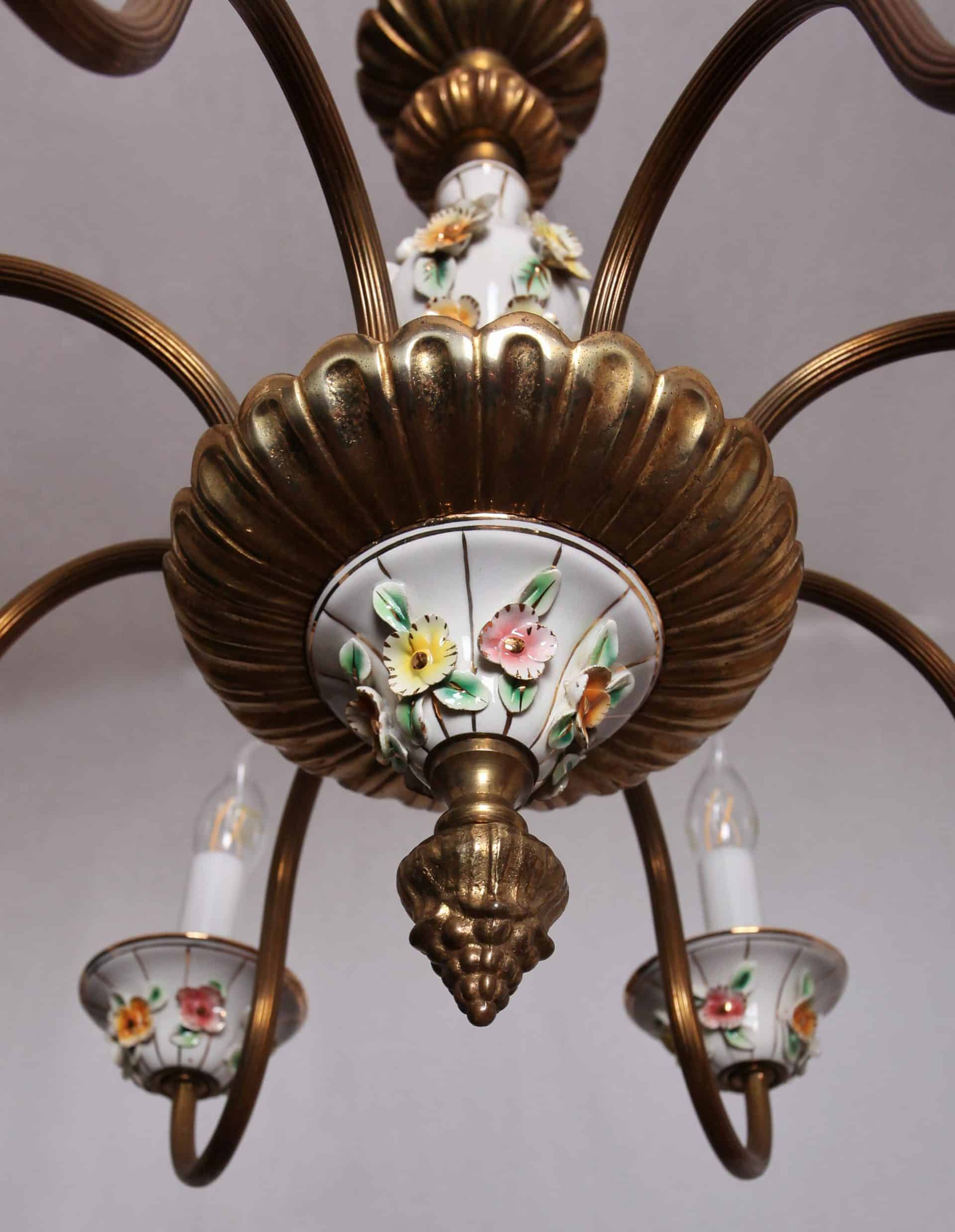 Italský lustr s porcelánem Capodimonte, značený - 4