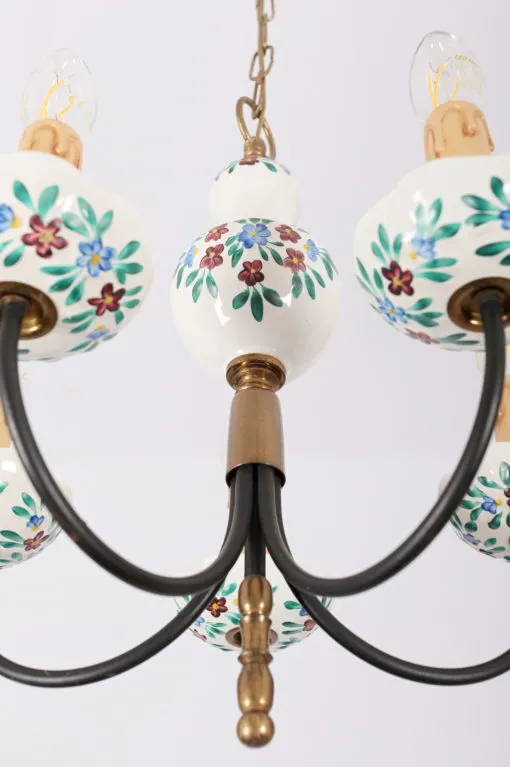 Malovaný porcelánový lustr, pětiramenný - 2