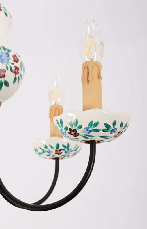 Malovaný porcelánový lustr, pětiramenný - 3