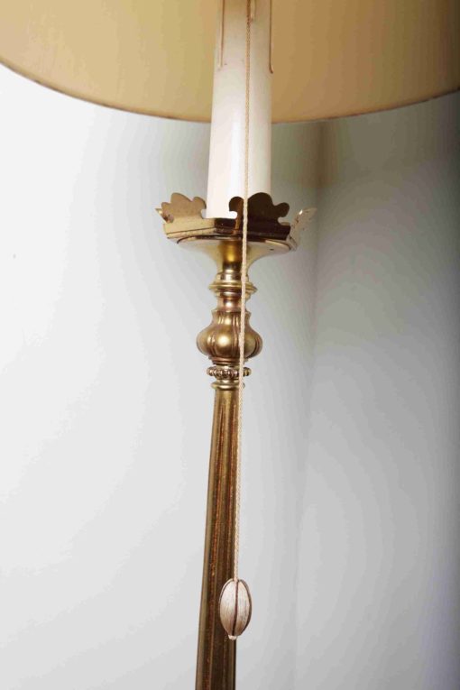 Mosazná stojací lampa s florálním zdobením - 4