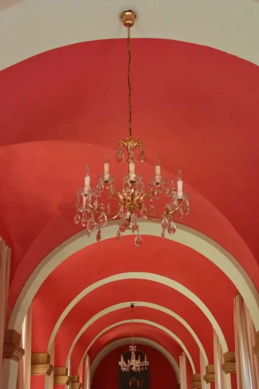 Mosazný lustr s křišťálovými ověsy - 2