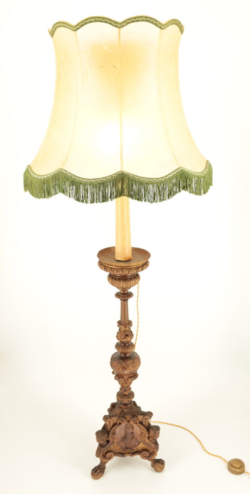 Starožitná stojací lampa s měchýřovým stínidlem - 2