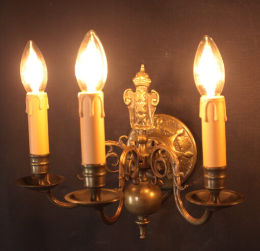 Starožitné nástěnné lampy s erbem, bronz - 6