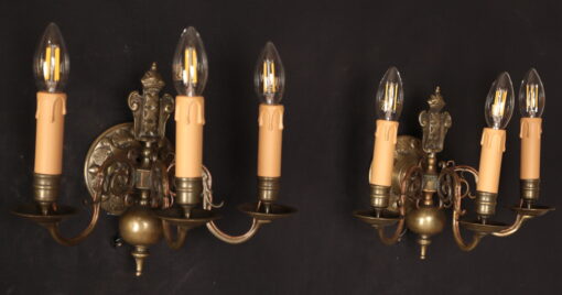 Starožitné nástěnné lampy s erbem, bronz - 2