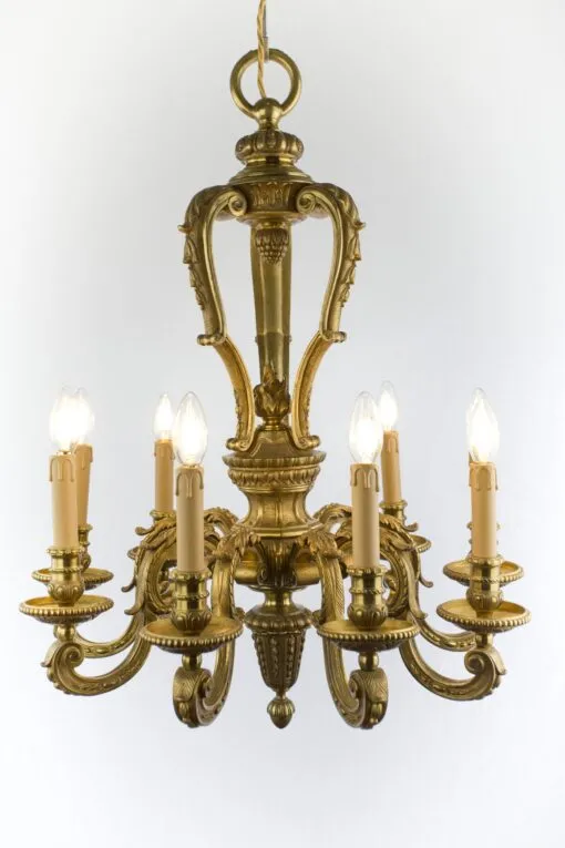 Starožitný bronzový lustr Mazarin, zlacený - 6