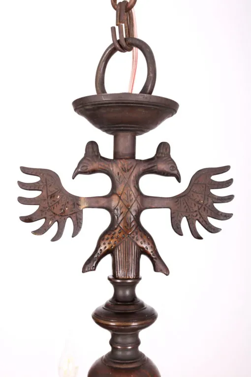 Starožitný holandský lustr z bronzu, šestiramenný - 3