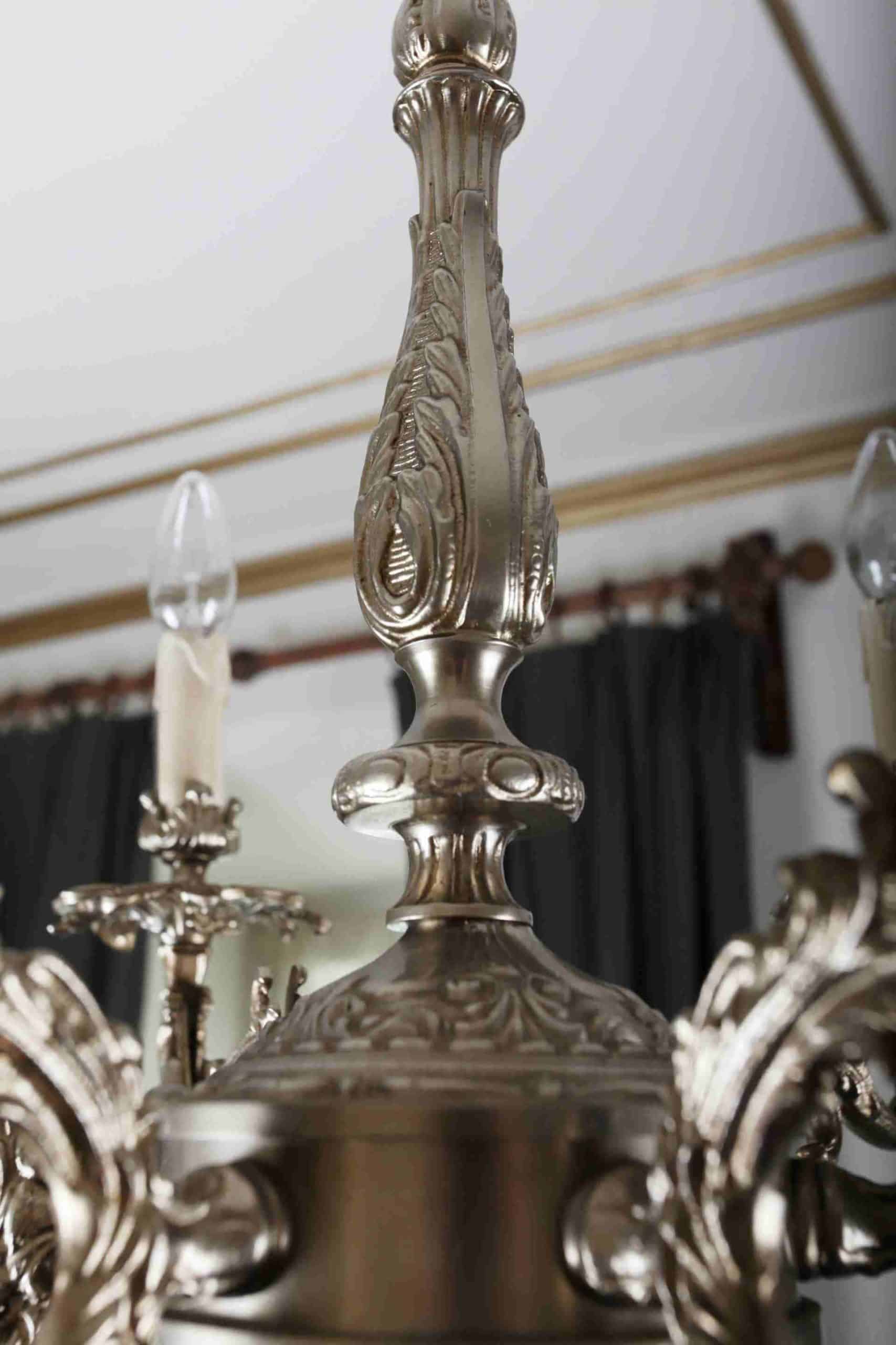 Šestiramenný lustr z bílého kovu, Ludvík XV. - 3