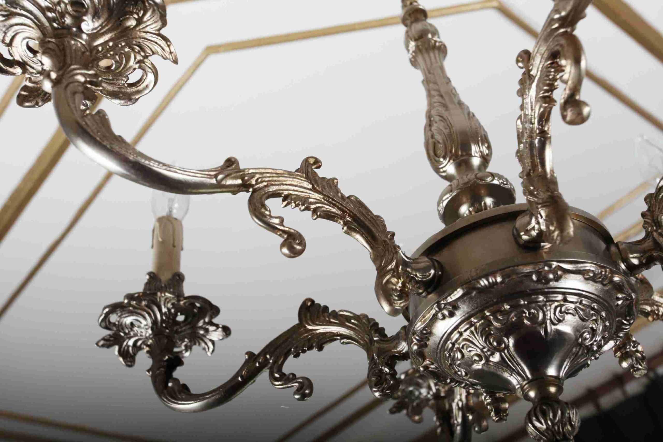 Šestiramenný lustr z bílého kovu, Ludvík XV. - 5