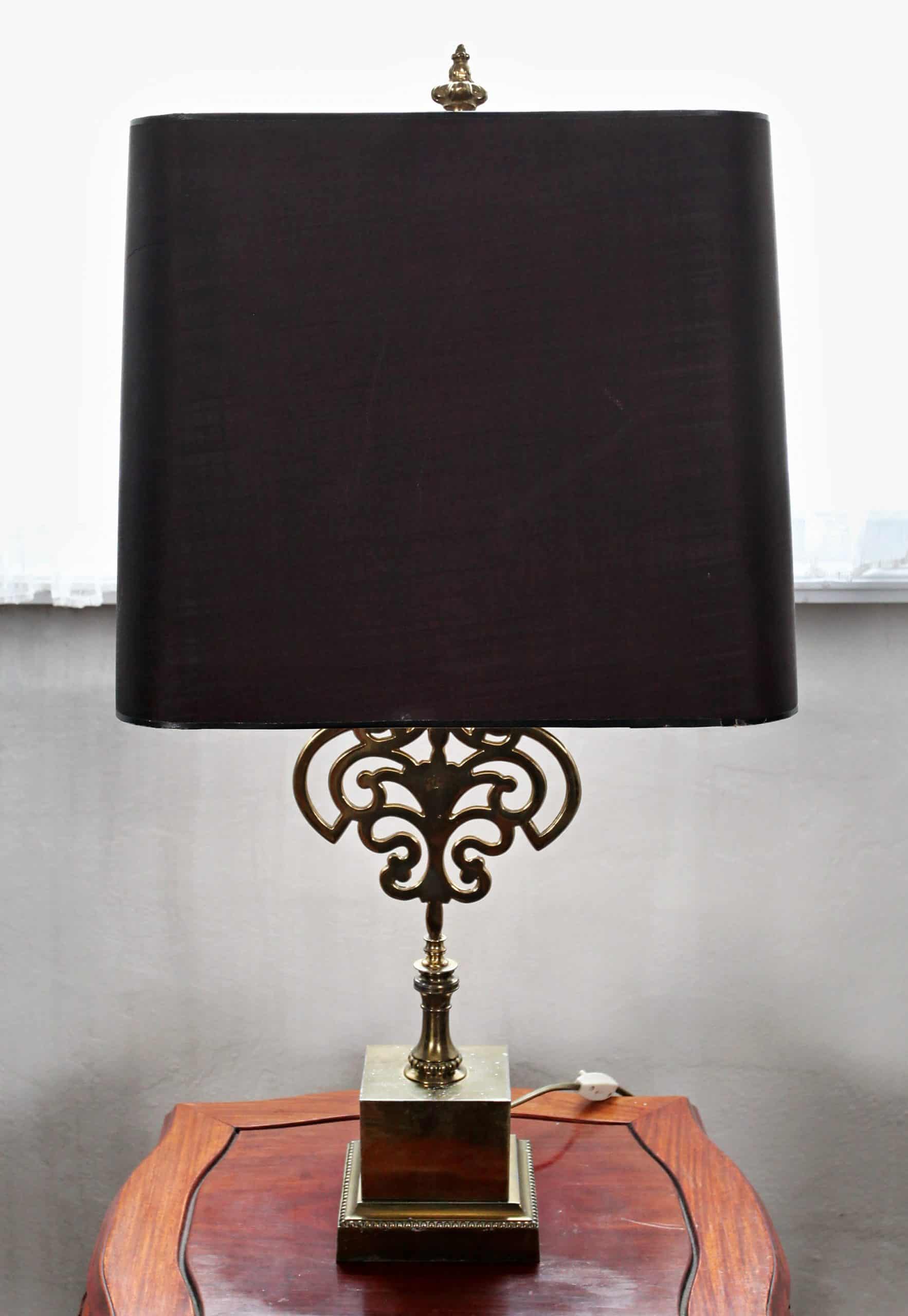 Velká stolní lampa, mosaz, funkční, 84 cm