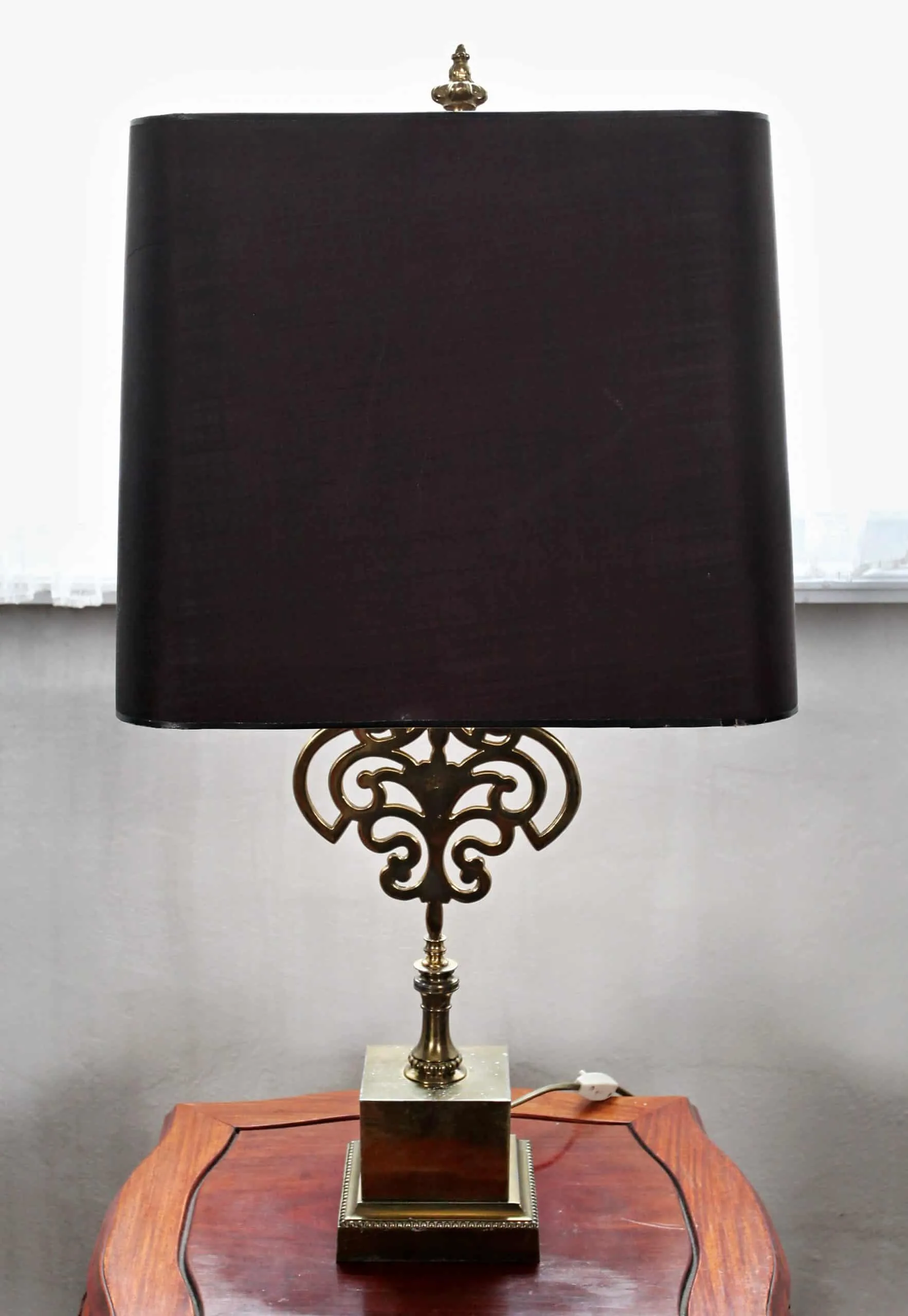 Velká stolní lampa, mosaz, funkční, 84 cm