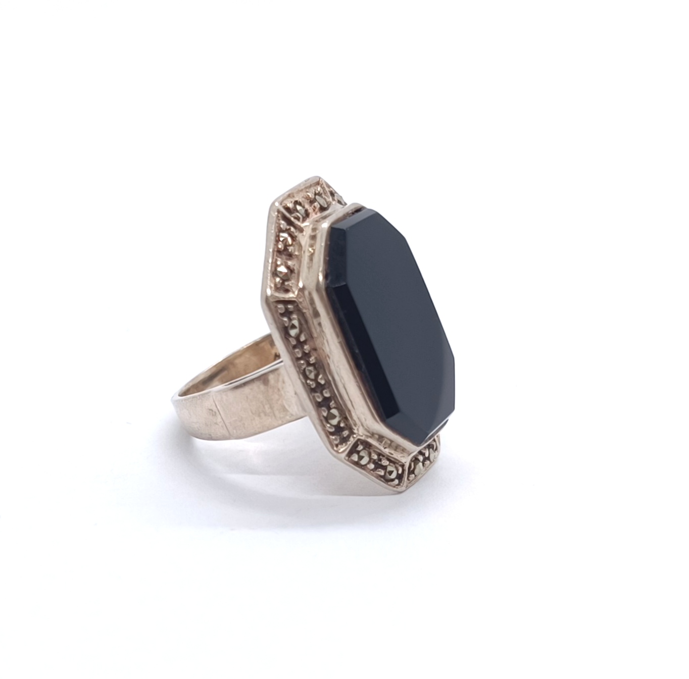 Stříbrný prsten s onyxem - 2