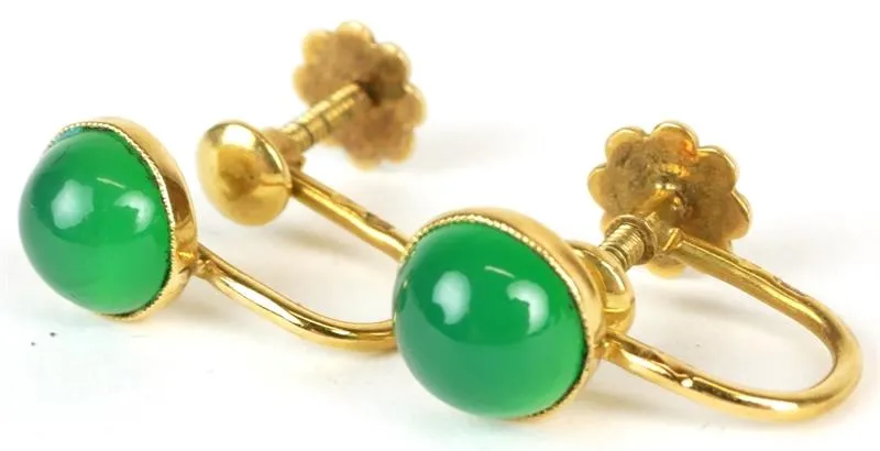 Zlaté náušnice s chrysoprasem - 2