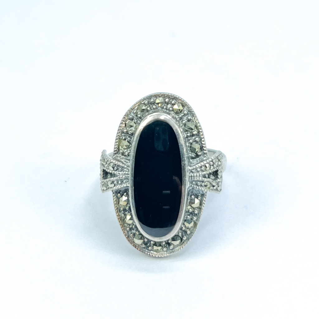 Stříbrný prsten s markazity a onyxem - 1