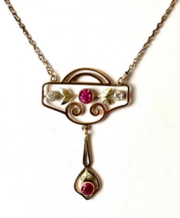 Zlatý secesní náhrdelník – punc Čejka