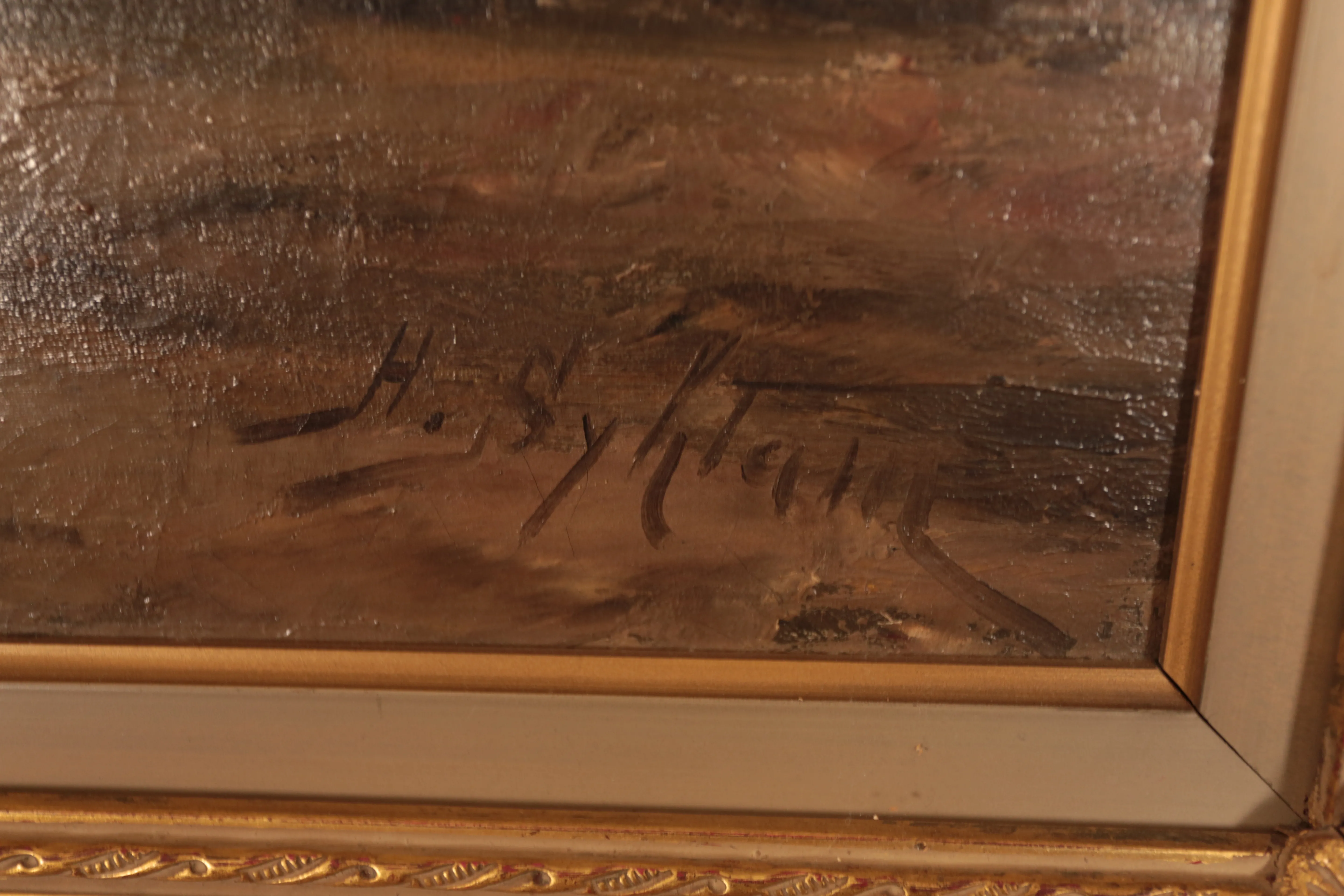 Velký obraz „Lodě u pobřeží” signovaný - 4